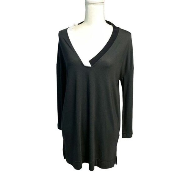 Banana Republic Cruella Black n White Outfit Tunic Supersoft V Neck Blouse Small - Picture 7 of 9